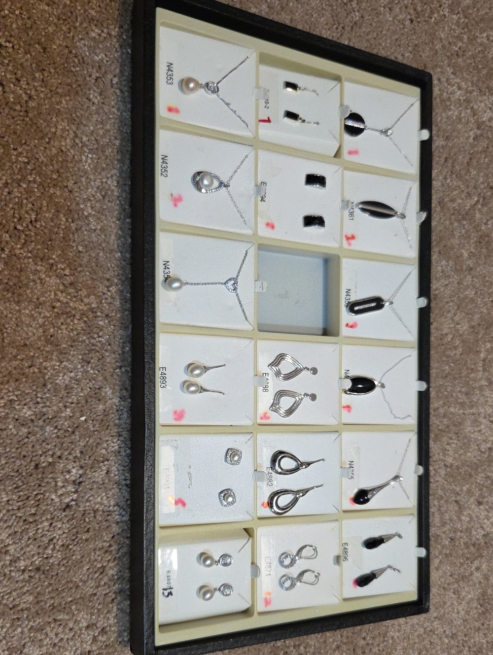 Silver and Black Pendant Necklace and Earrings